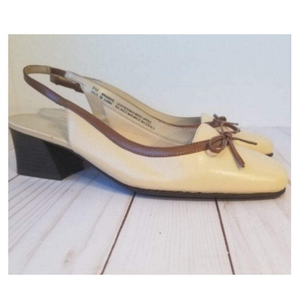 Elegant Cream and Brown Slingback Heels